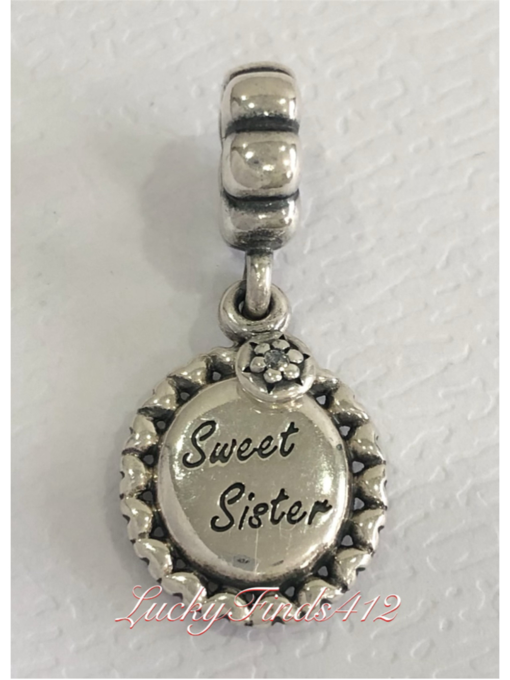 Authentic Pandora Sweet Sister Dangle Charm Retired